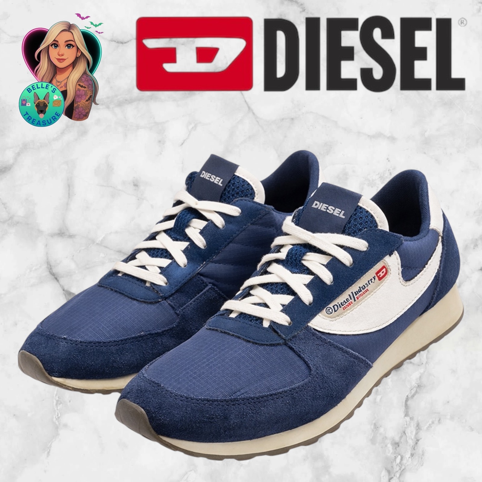 Diesel Diesel S-Racer Lc Sherun Navy Blue Suede Ripstop Sneakers Womens 7 Y2k